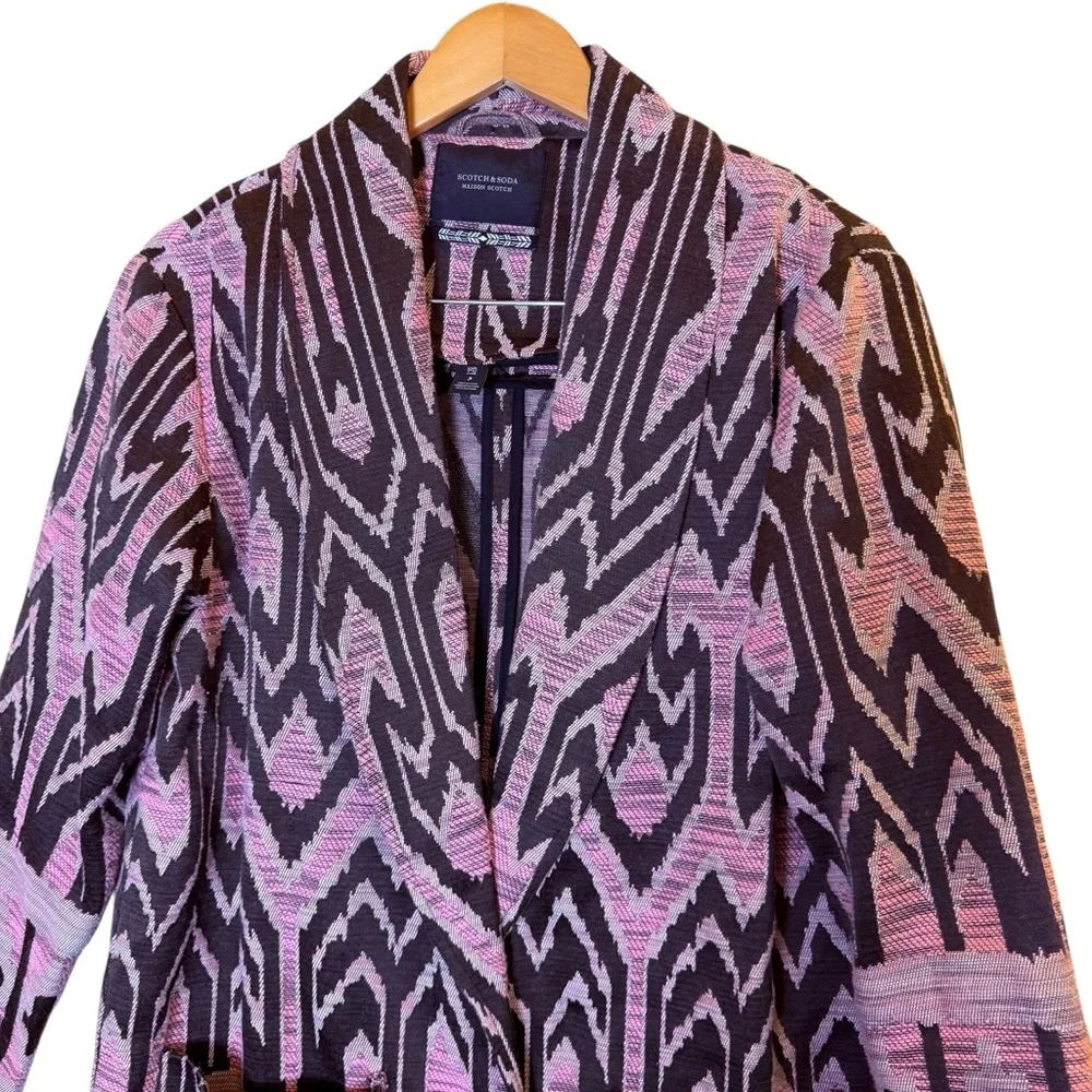 Scotch & Soda Pink and Brown Aztec Jacquard Blazer sz L - Picture 2 of 11